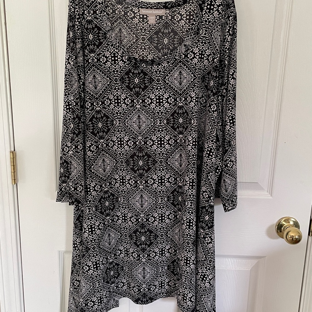 Woman Within Black and White 3/4 Sleeve Tunic
